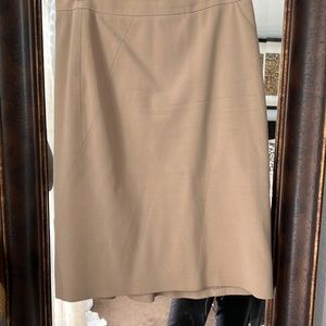 Tan pencil skirt.